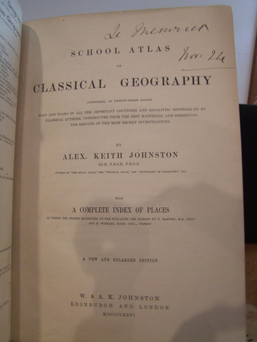 Alexander Keith Johnson: School Atlas of Classical Geography, 1876